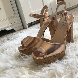 Steve Madden cork rose gold heels